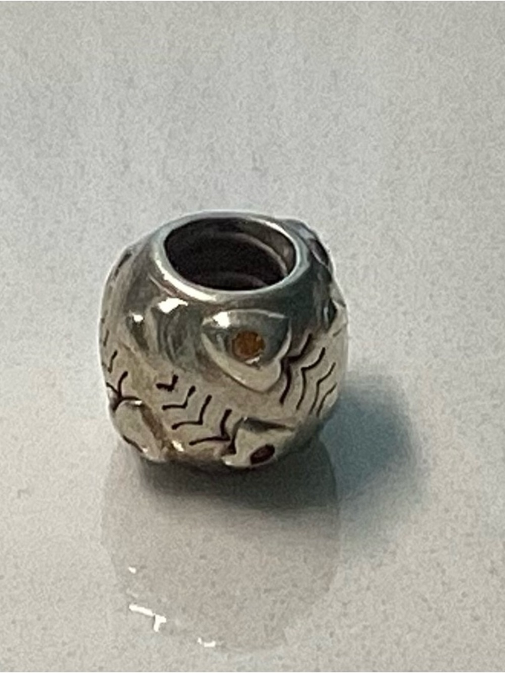 Pandora Silver Fish Bones Charm with Gold Eye Accent